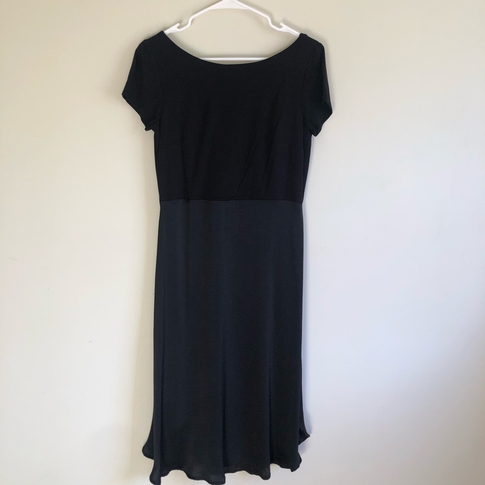Loft tshirt midi dress mixed media size 6 black
